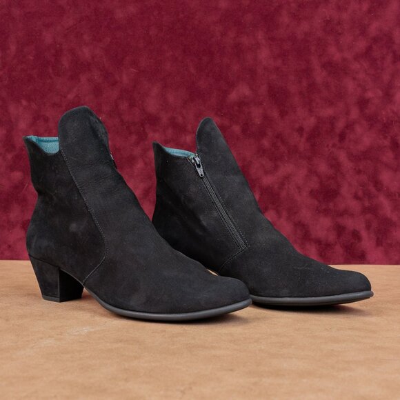 Arche Paris Women Black Garnet Nubuck Zip Heel Fashion Ankle Boots 9-9.5US EUR40 - Picture 1 of 8